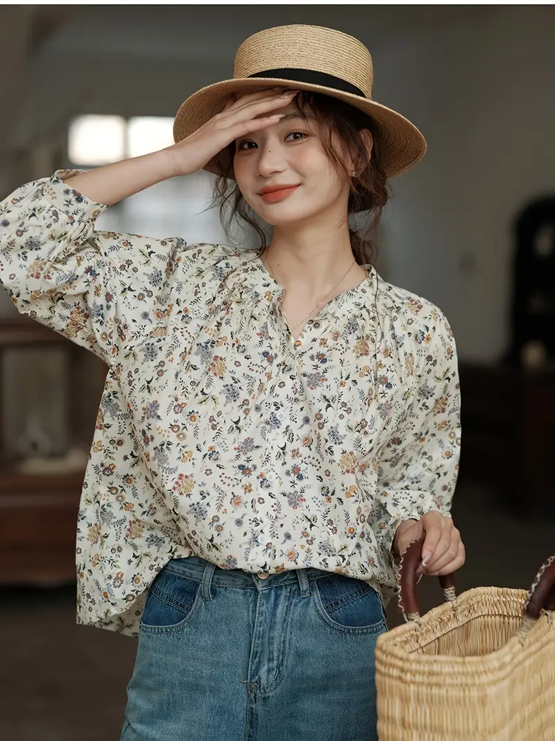 Casual Long Sleeve Floral Shirt