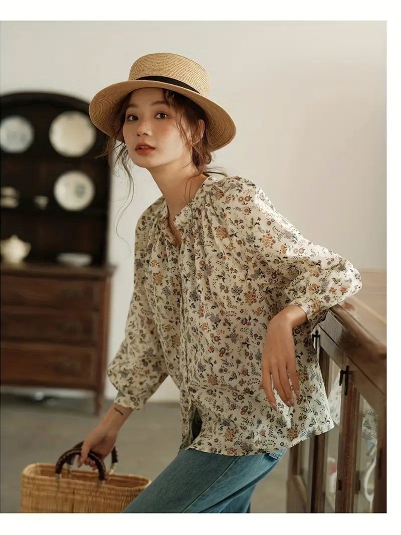 Casual Long Sleeve Floral Shirt