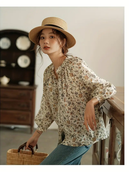 Casual Long Sleeve Floral Shirt