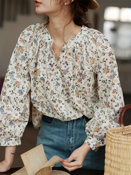 Casual Long Sleeve Floral Shirt