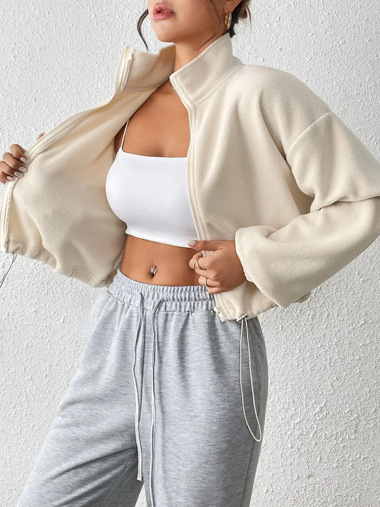 Casual Zip High Neck Jacket
